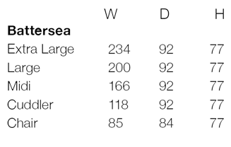 Battersea Size Guide