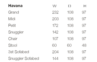 Havana Size Guide