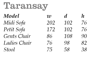 Taransay Size Guide