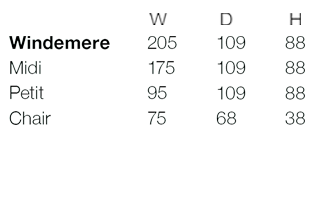 Windermere Size Guide