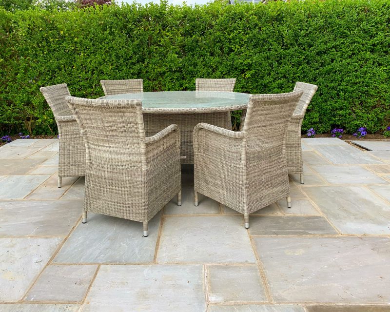 150cm Poly Rattan Round table with Sardinia Chairs