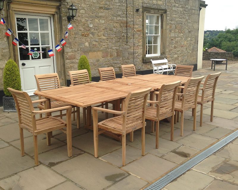 Rectangle Extending Teak Dining Table