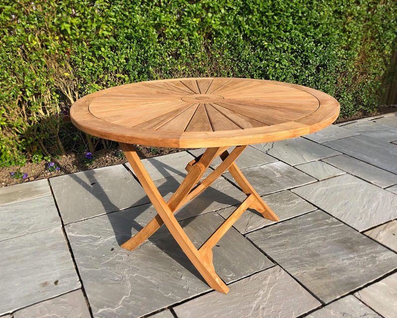 Sunburst Round Teak Table